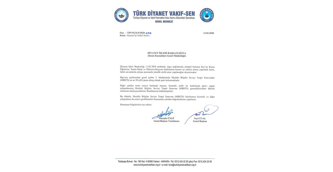 KURUM İÇİ NAKİL SINAVI