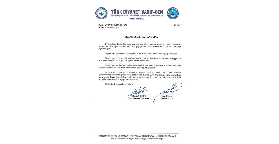 CAMİLERİMİZ VE KUR`AN KURSLARIMIZDA BOŞ KADRO KALMASIN.