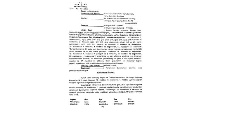 ZORUNLU YER DEĞİŞİKLİĞİ (ROTASYON) DAVASINDA DANIŞTAY YÜRÜTMEYİ DURDURMAYI REDDETTİ