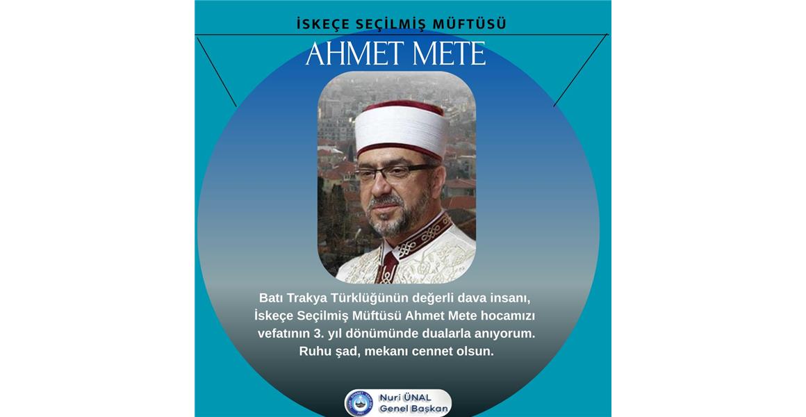 MİNNET, ŞÜKRAN VE DUALARLA ANIYORUZ.