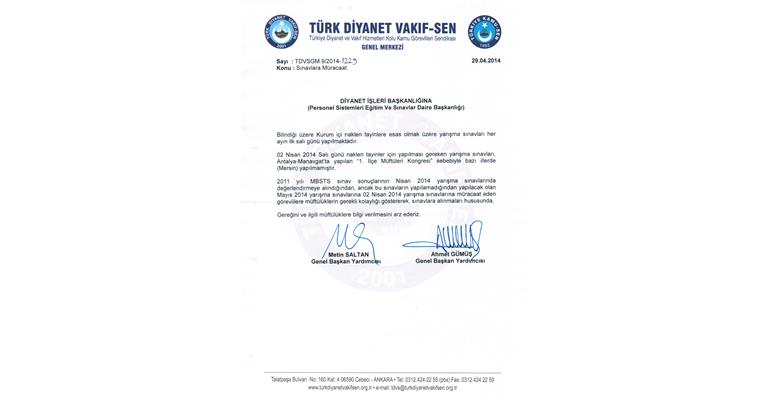 DİYANET İŞLERİ BAŞKANLIĞINA TEŞEKKÜR...