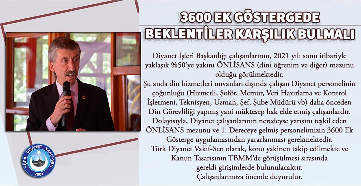 3600 EK GÖSTERGEDE BEKLENTİLER KARŞILIK BULMALI