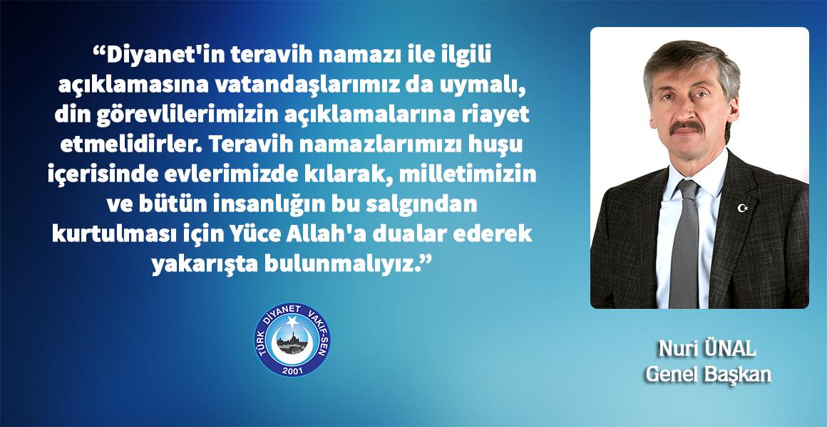 DİYANET: "TERAVİH NAMAZI EVLERDE KILINACAK."