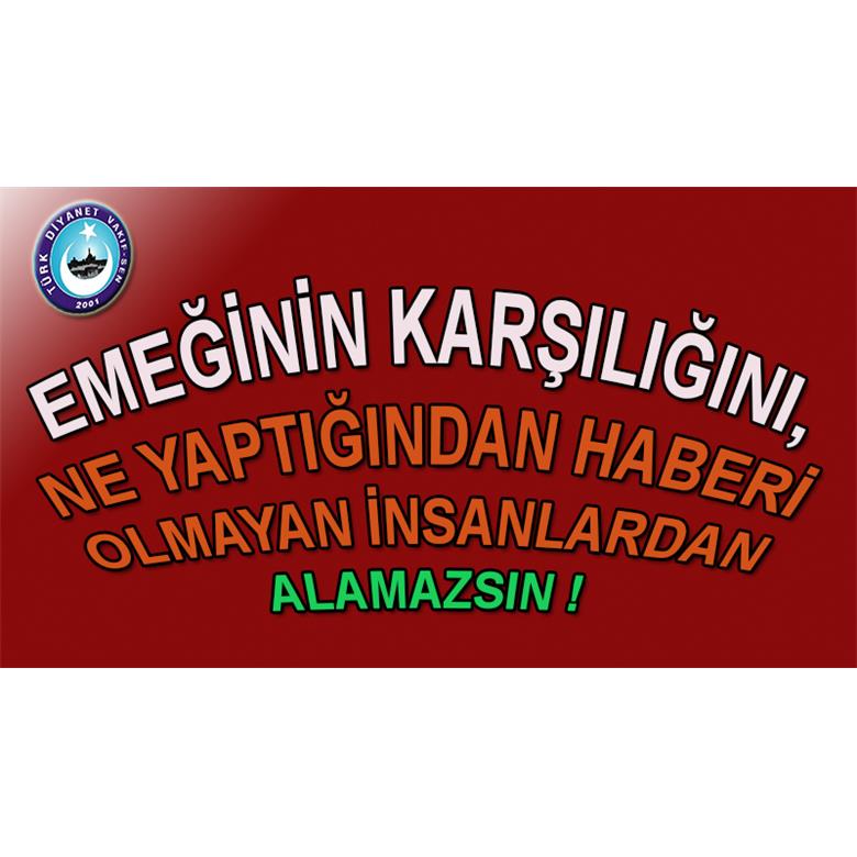EMEĞİNİN KARŞILIĞINI, NE YAPTIĞINDAN HABERİ OLMAYAN İNSANLARDAN ALAMAZSIN !