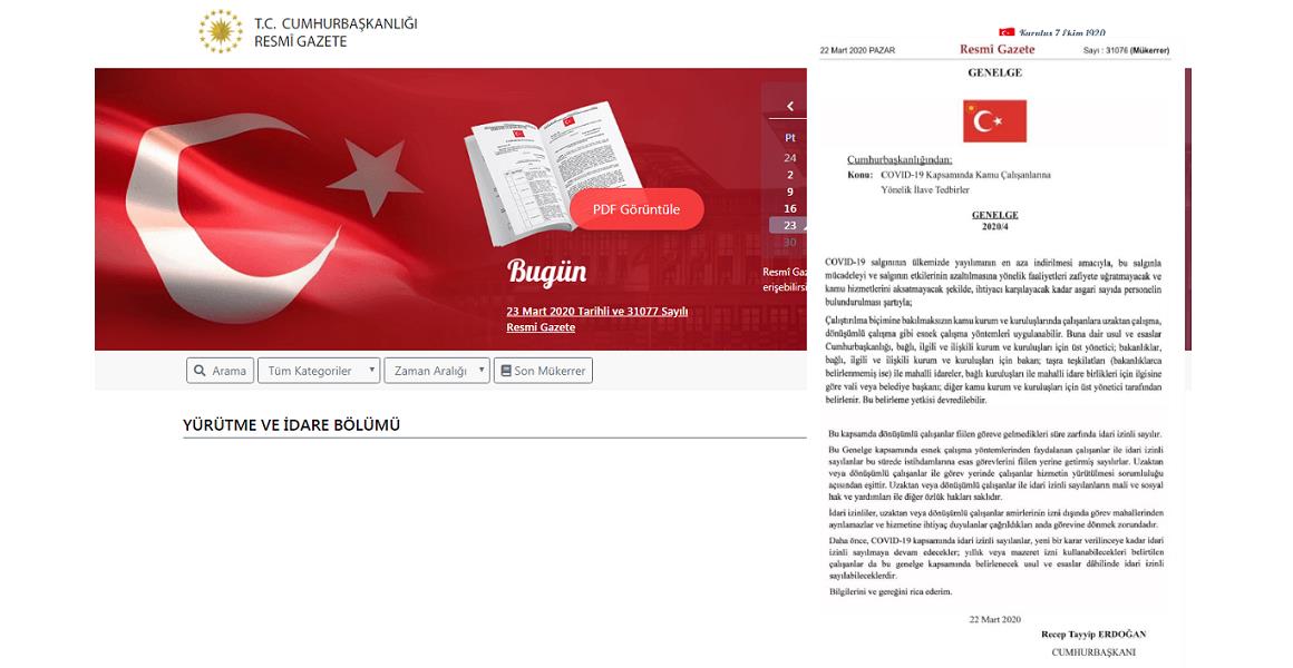 KAMU ÇALIŞANLARININ İDARİ İZİNLİ SAYILMALARINA İLİŞKİN GENELGE YAYINLANDI