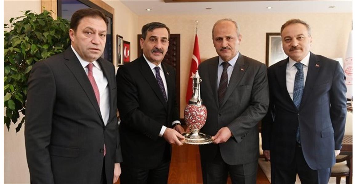 ULAŞTIRMA VE ALTYAPI BAKANI MEHMET CAHİT TURHAN`I ZİYARET ETTİK